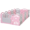 Qaba 2.1' Parc pour bébé Barrière de sécurité pour enfants Mom's Helper Safety Yard Clôture pour centre d'activités pour enfants pour la maison, l'intérieur et l'extérieur, 14 pièces (rose et gris)