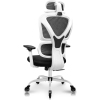 Fauteuil de bureau ergonomique - KERDOM - Fauteuil fonctionnel en filet confortable - coussin épais dossier haut, appuie-tête et accoudoirs 5D - F-blanc