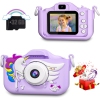 Purple Kids Digital Camera for Boys & Girls Ages 3-12 - Selfie & Video, 32GB TF Card | Perfect Christmas & Birthday Gift