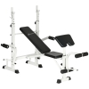 Soozier Adjustable Weight Bench with Squat Rack, Preacher Curl Pad, Leg Developer, Butterfly, and Weight Storage, Multi-Function Bench Press Set for Full Body Workout, White