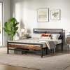 Costway Full/Queen Industrial Metal Platform Bed Frame Rustic Headboard Mattress Foundation