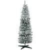 HOMCOM 6ft Tall Pencil Artificial Christmas Tree, Holiday Décor with Snow Flocked Branches, Green