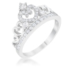 Bague en forme de coeur, rhodium, zircon cubique, 0,34ct mm, Aurora