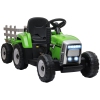 Aosom 12V Kids Ride on Tractor with Trailer, Battery Powered Electric Tractor with Remote Control, Music Start up Sound and Horn, USB, LED Lights, Green