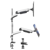 SHOPPINGALL Extra Long Vertically Stacked Dual Gas Spring Monitor Arm for 15”-32” Screens, Both Desk Clamp and Grommet Mounting Options in The Box - SA-GA24L-WHITE