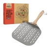 Chef Pomodoro Perforated Aluminum Metal Pizza Peel with Foldable Wood Handle for Easy Storage, Pizza Spatula, Premium Pizza Paddle with Holes for Baking Homemade Pizza (12 inch