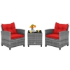 Colour Grey Rattan & Red Cushion