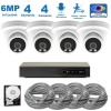 Full Color Night Vision 6MP Wired Audio Security Camera System, 4 Camera Surveillance Kit Outdoor DIY Audio 2TB HDD Included for Home Business Security Camera System