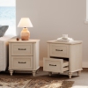 WAMPAT Set of 2 Nightstands Side Table with Charging Station, Beige End Tables with 2 Drawers for Living Room, Elegant Night Stand Bedside Table for Bedroom, Dorm