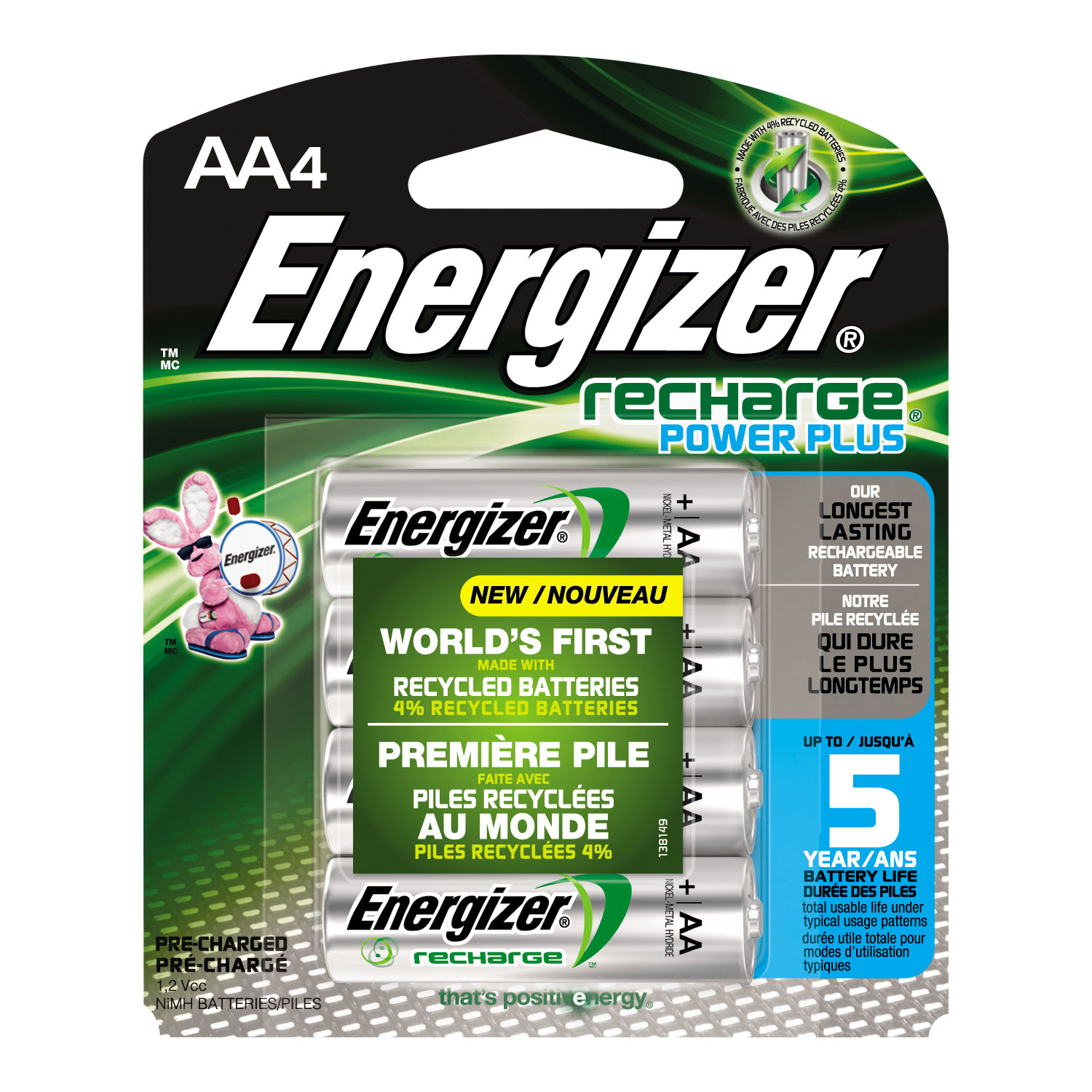 Energizer NH15BP4 4-Pack "AA" NiMH Rechargeable Batteries