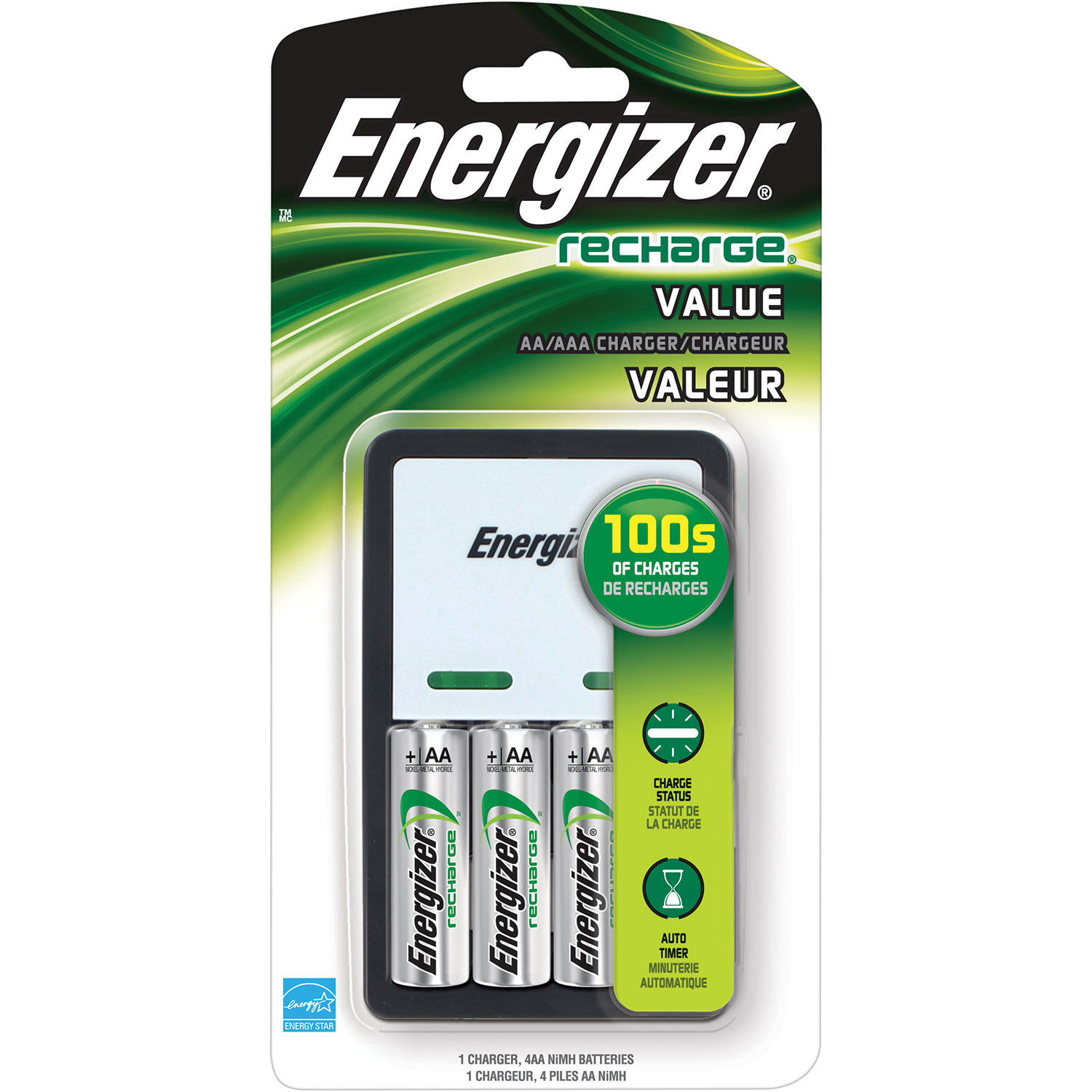 ▷ Chargeur de piles rechargeables Energizer Maxi avec 4 piles AA