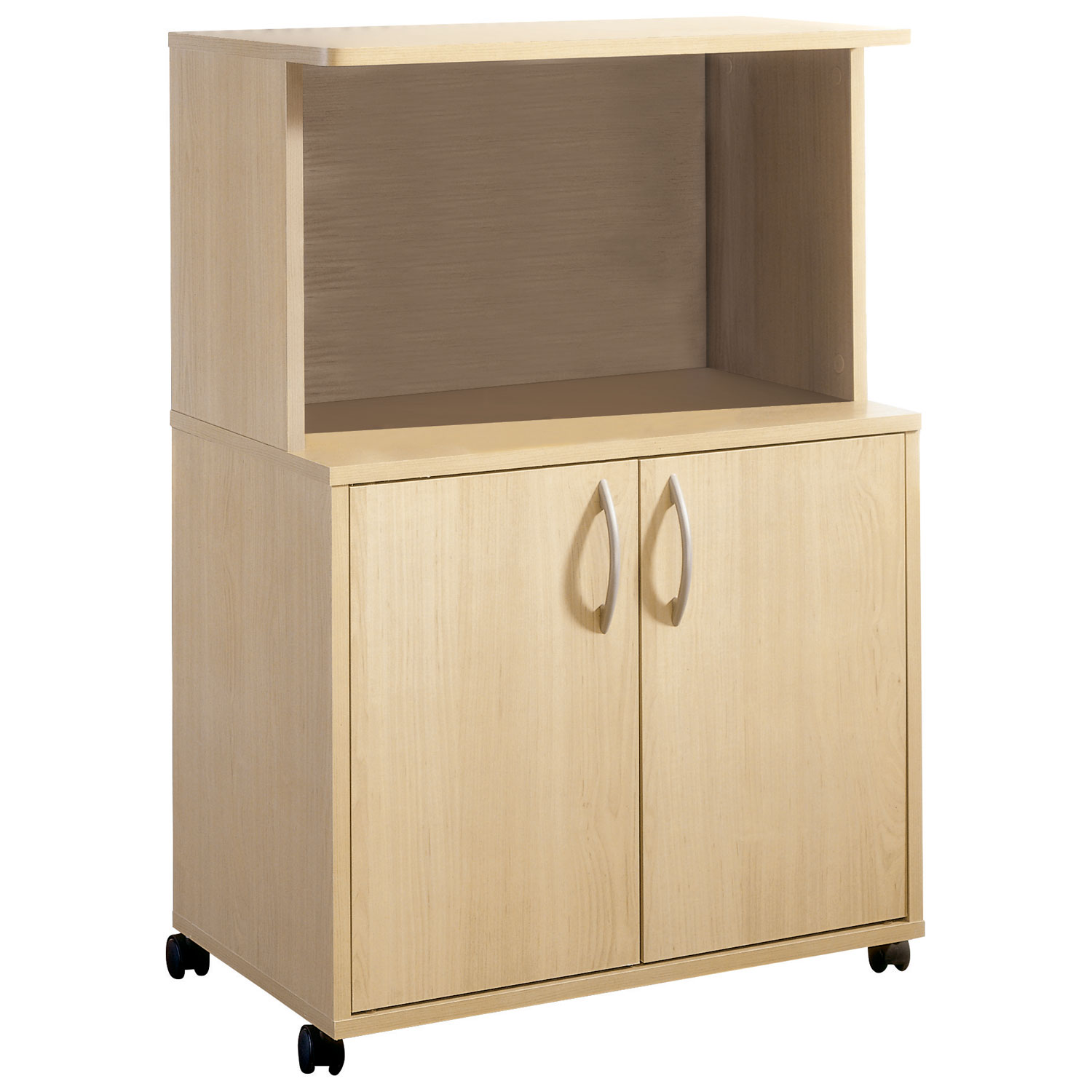 Contemporary Mobile Microwave Cart Natural Maple Kitchen