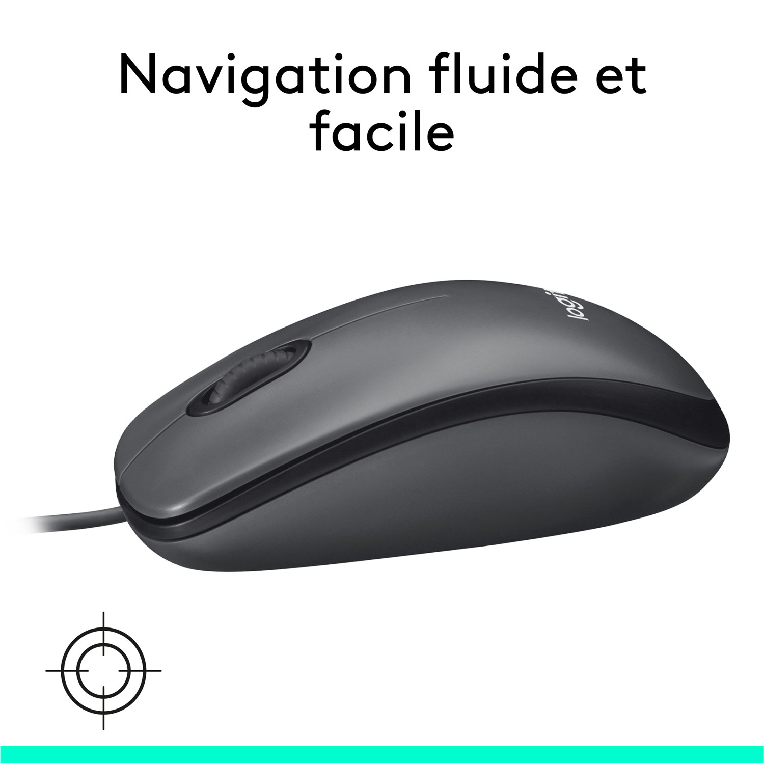 Souris optique ambidextre avec fil M100 de Logitech - Anthracite