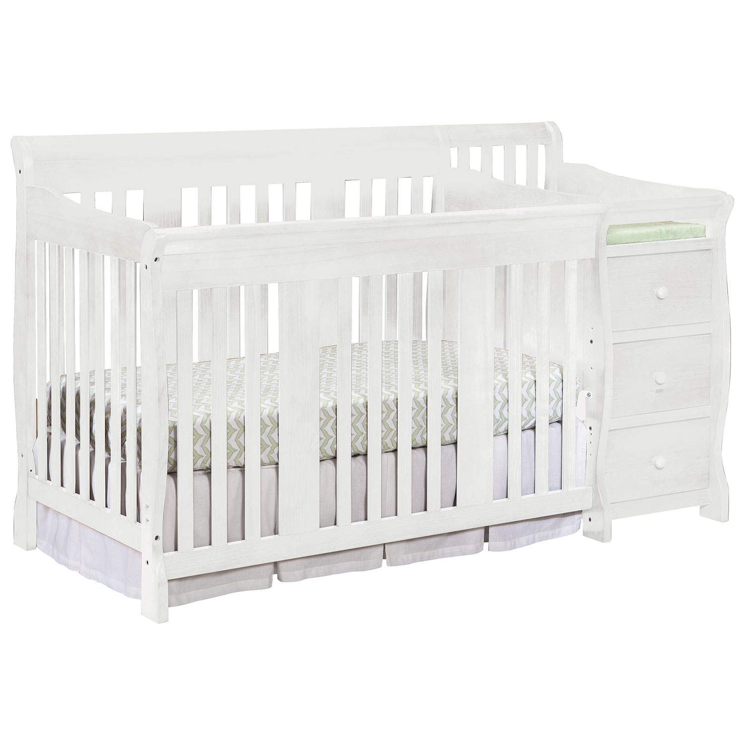 Storkcraft Portofino 4-In-1 Fixed Side Convertible Crib Changer-White