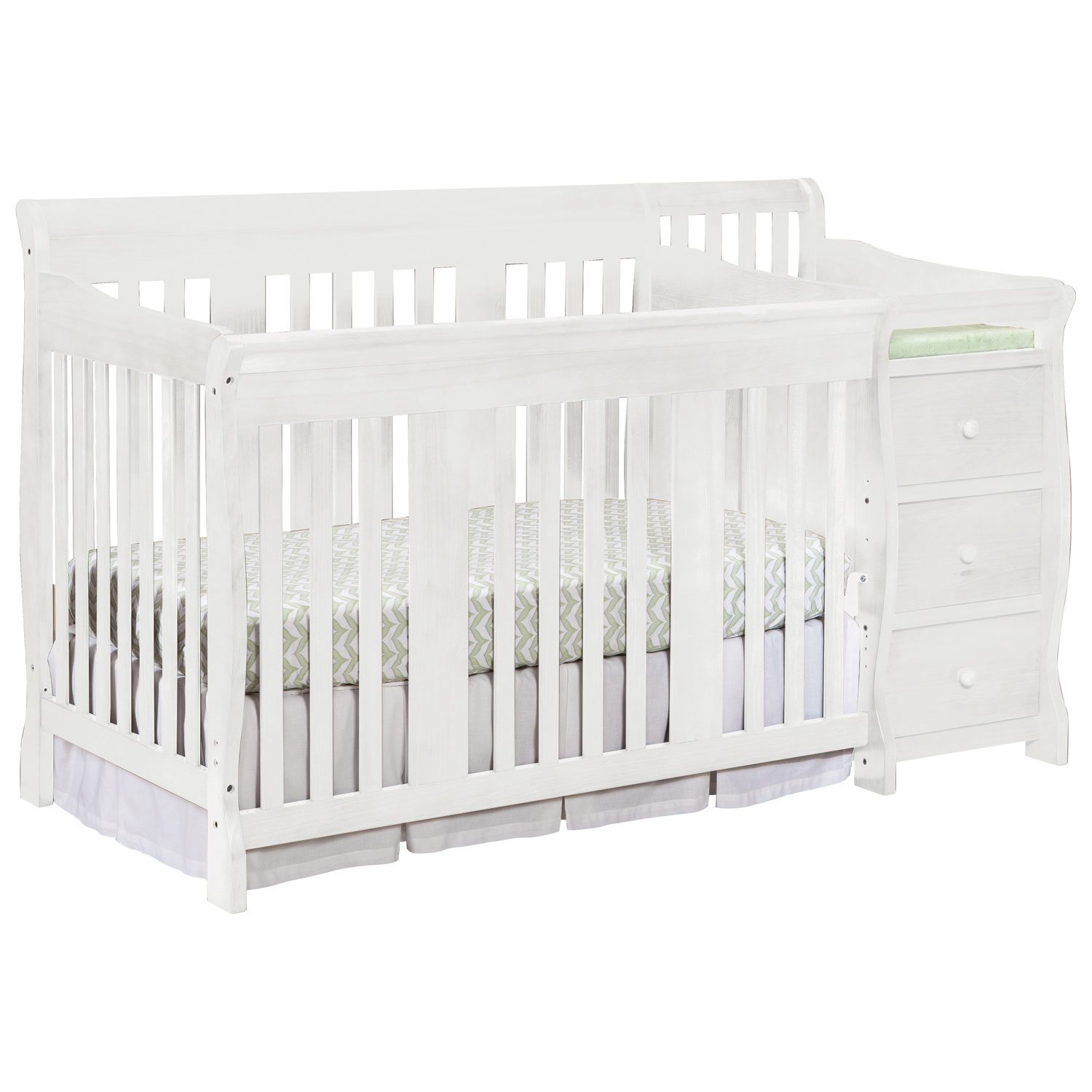 Storkcraft Portofino 4-In-1 Fixed Side Convertible Crib Changer-White