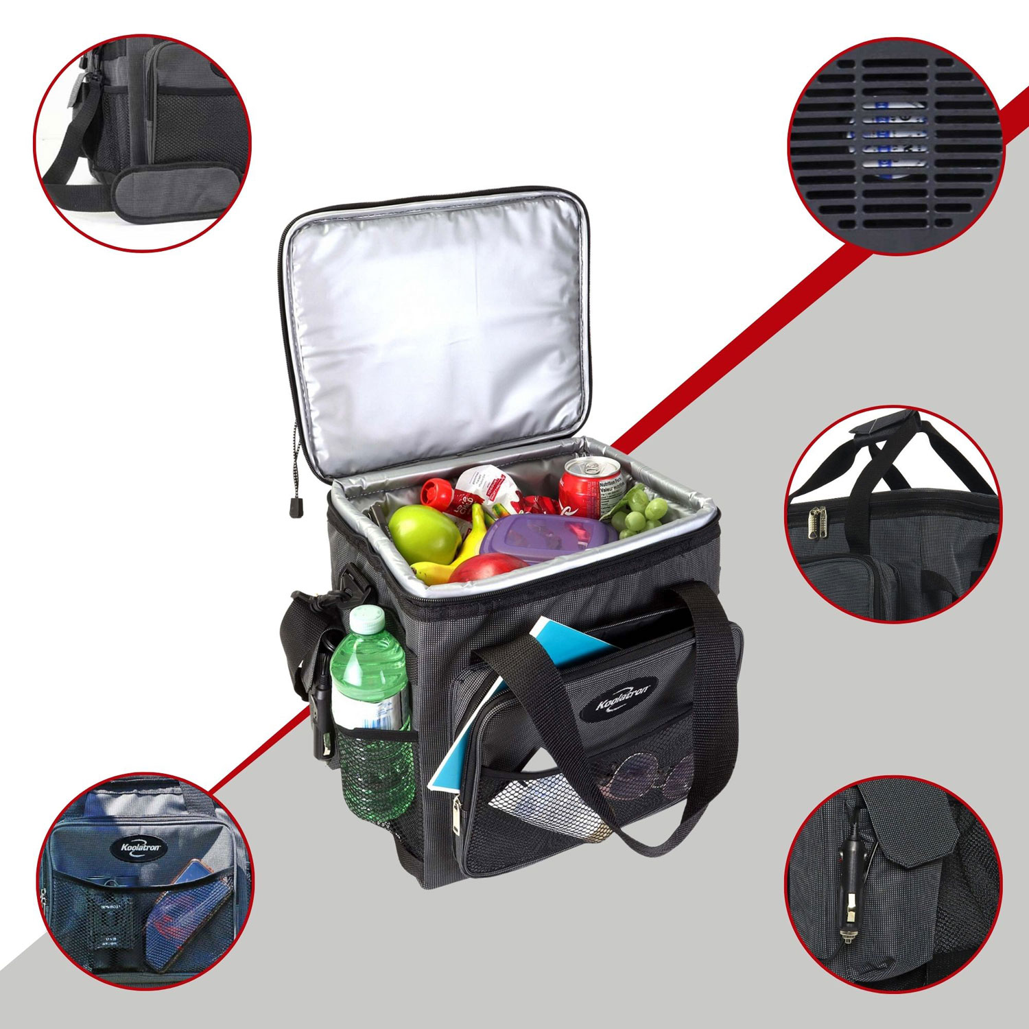 Koolatron 12V Electric Cooler Bag 13L Collapsible - Grey/Black