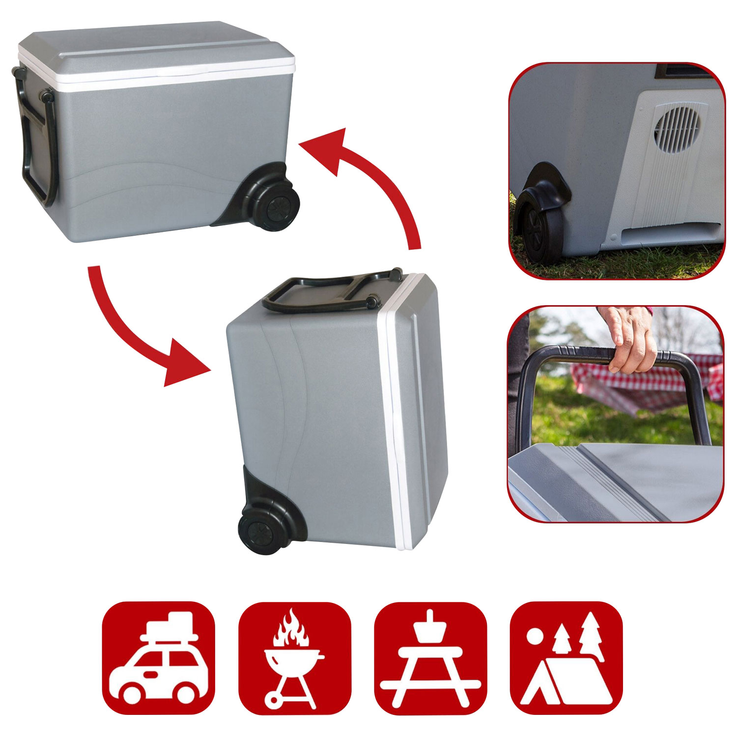 Koolatron 12V Wheeled Electric Cooler/Warmer 34L - Grey