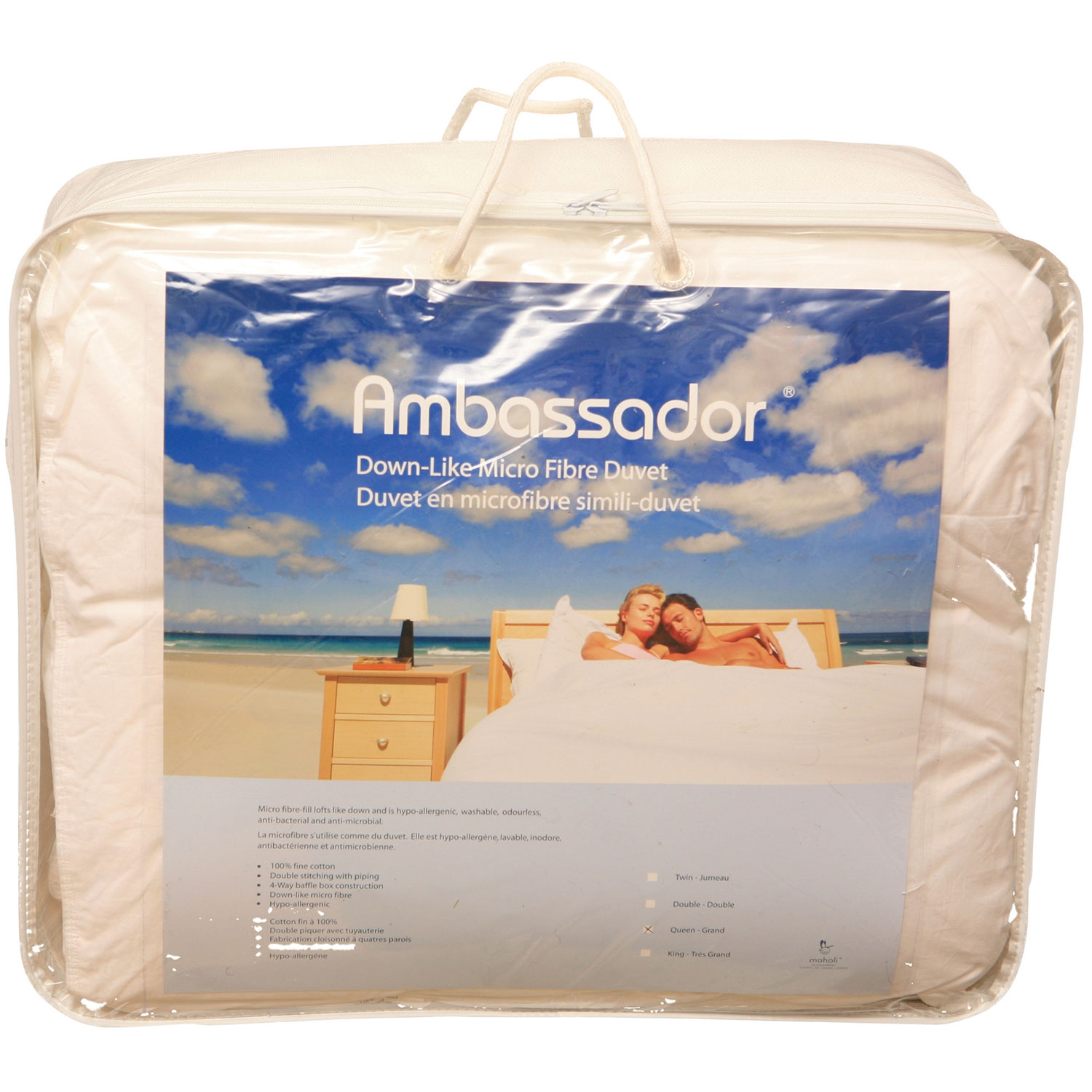 Douillette en gel de microfibre cont. 233 collection Ambassador de Maholi - Lit simple - Blanc