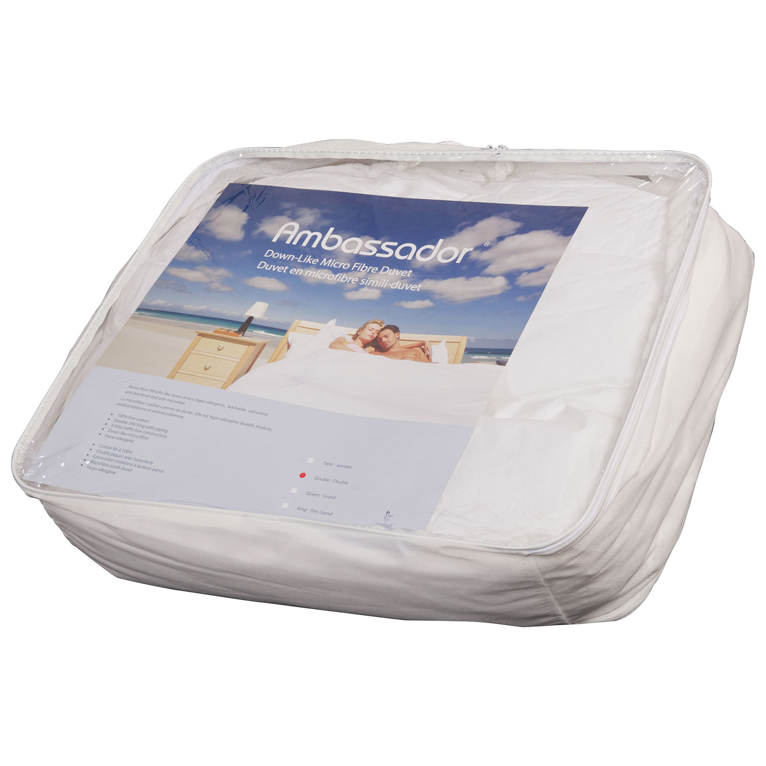 Douillette de microfibre cont. 233 collection Ambassador de Maholi - Lit double - Blanc