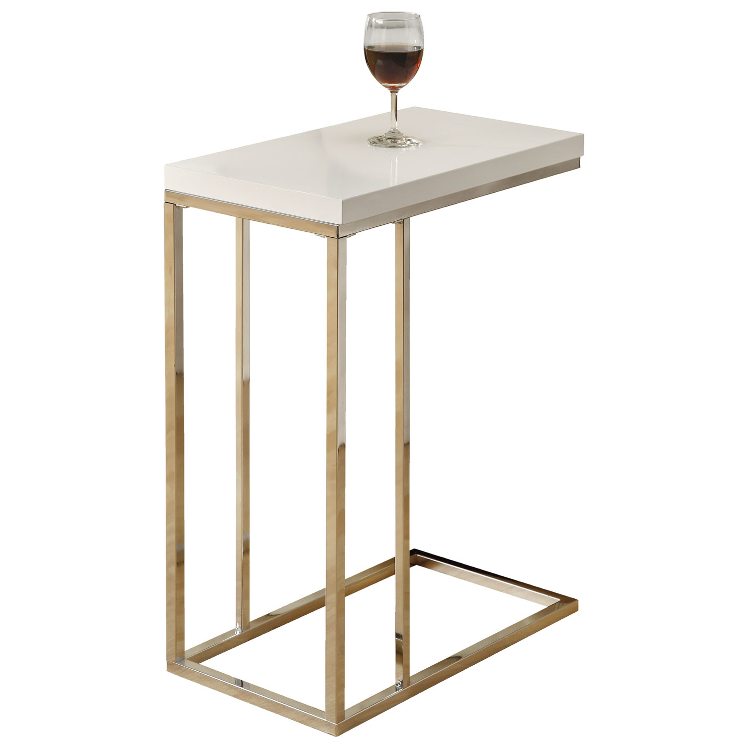 Rectangular Accent Table - White/Chrome