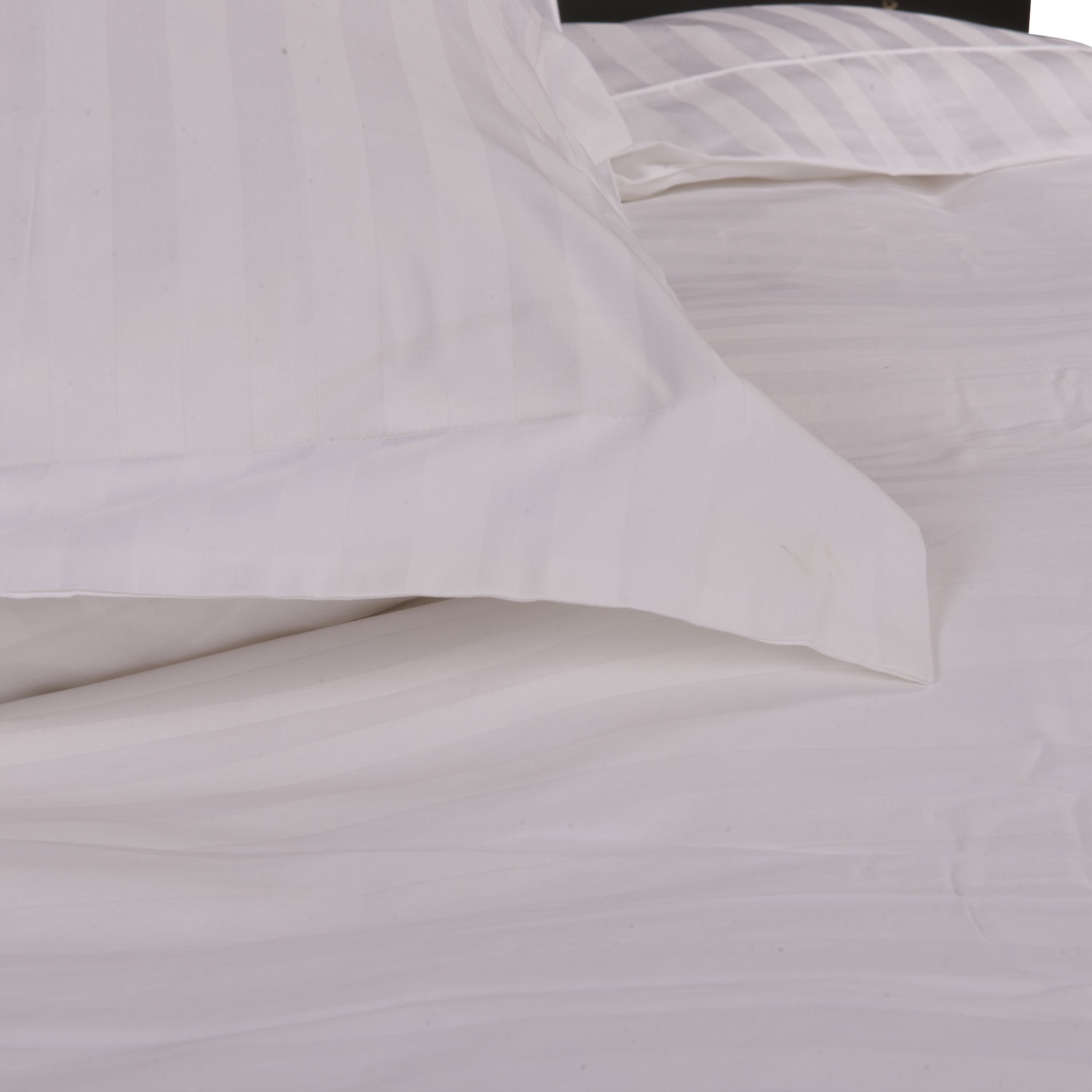Maholi Damask Stripe Collection 233 Thread Count Cotton Duvet Cover Set - Single/Twin - White