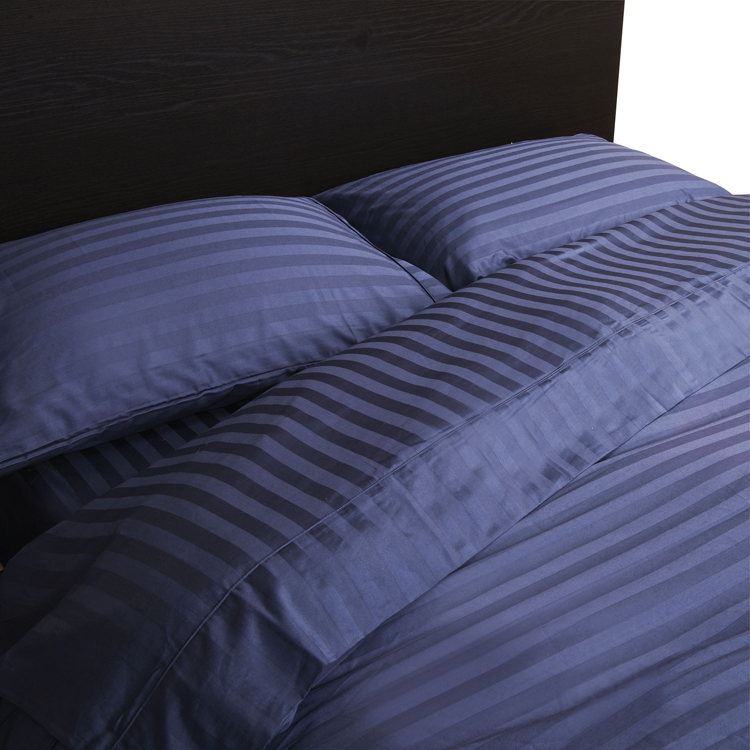 Ensemble de draps contexture 300 collection Damask Stripe de Maholi - Très grand lit - Marine