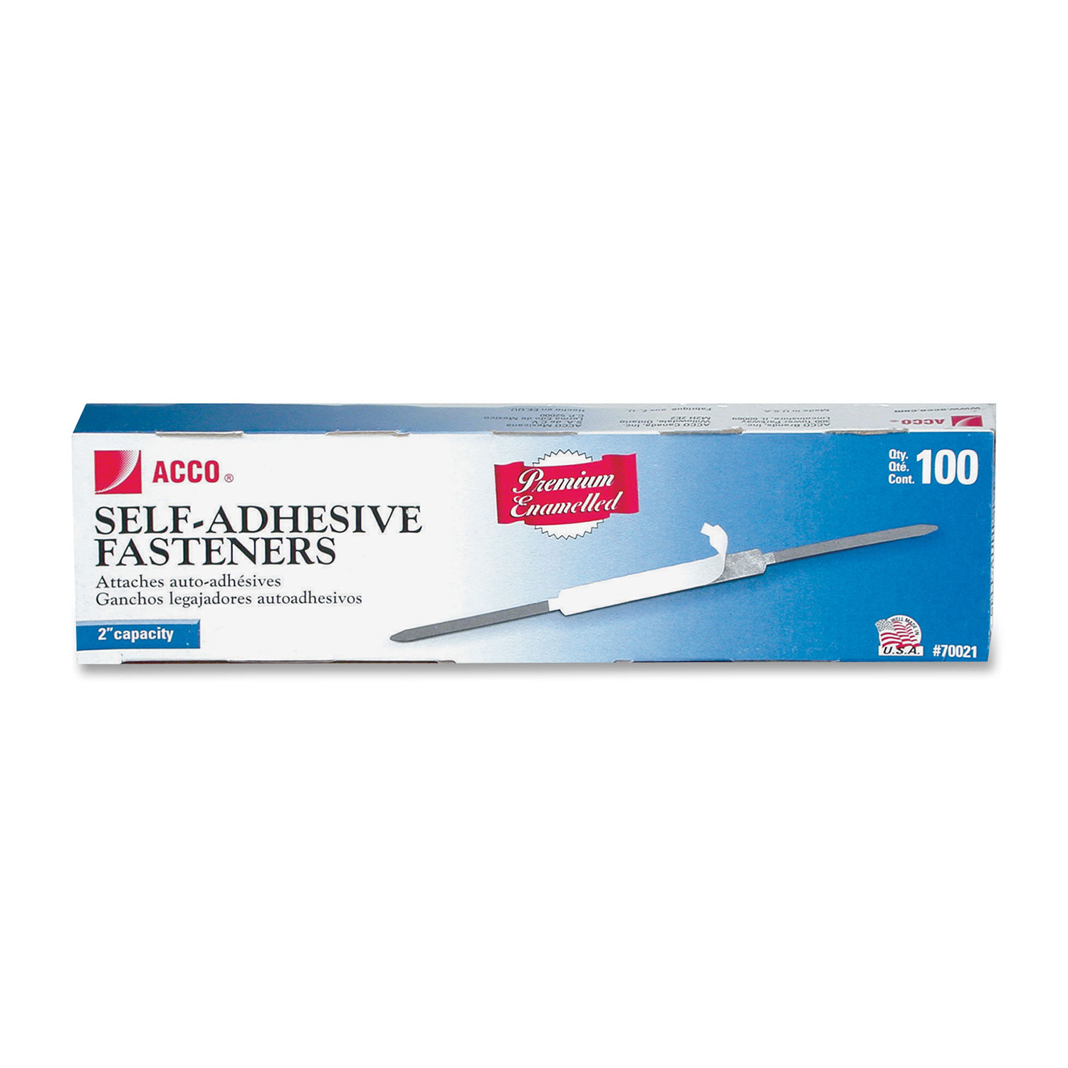 Attaches auto-adhésives de 2,75 po d'Acco - Argenté