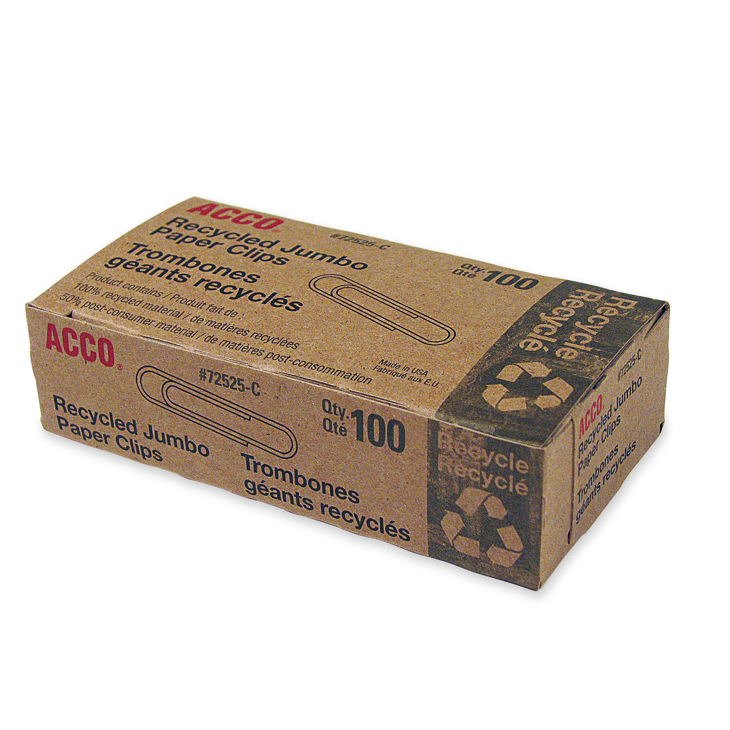 Acco #4 Recycled Paper Clips - 100 Pack