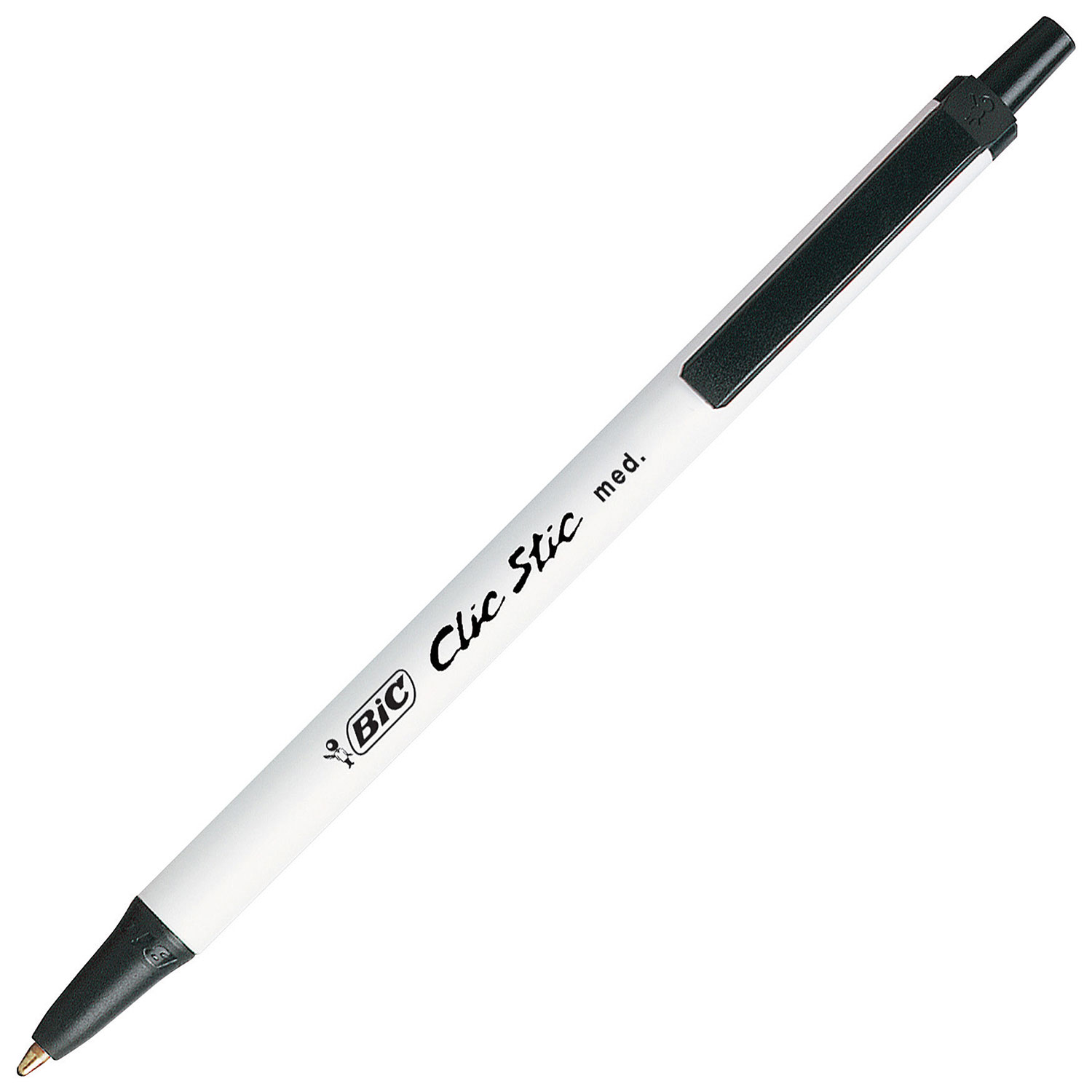 BIC Clic Stic Retractable Ballpoint Pen - 12 Pack - Medium - Black
