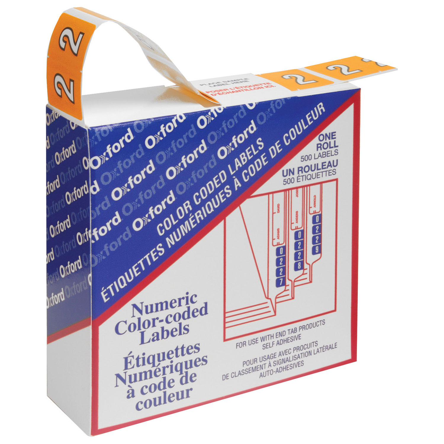 Étiquettes numériques pour chemise de classement - Paquet de 500 - Orange pâle