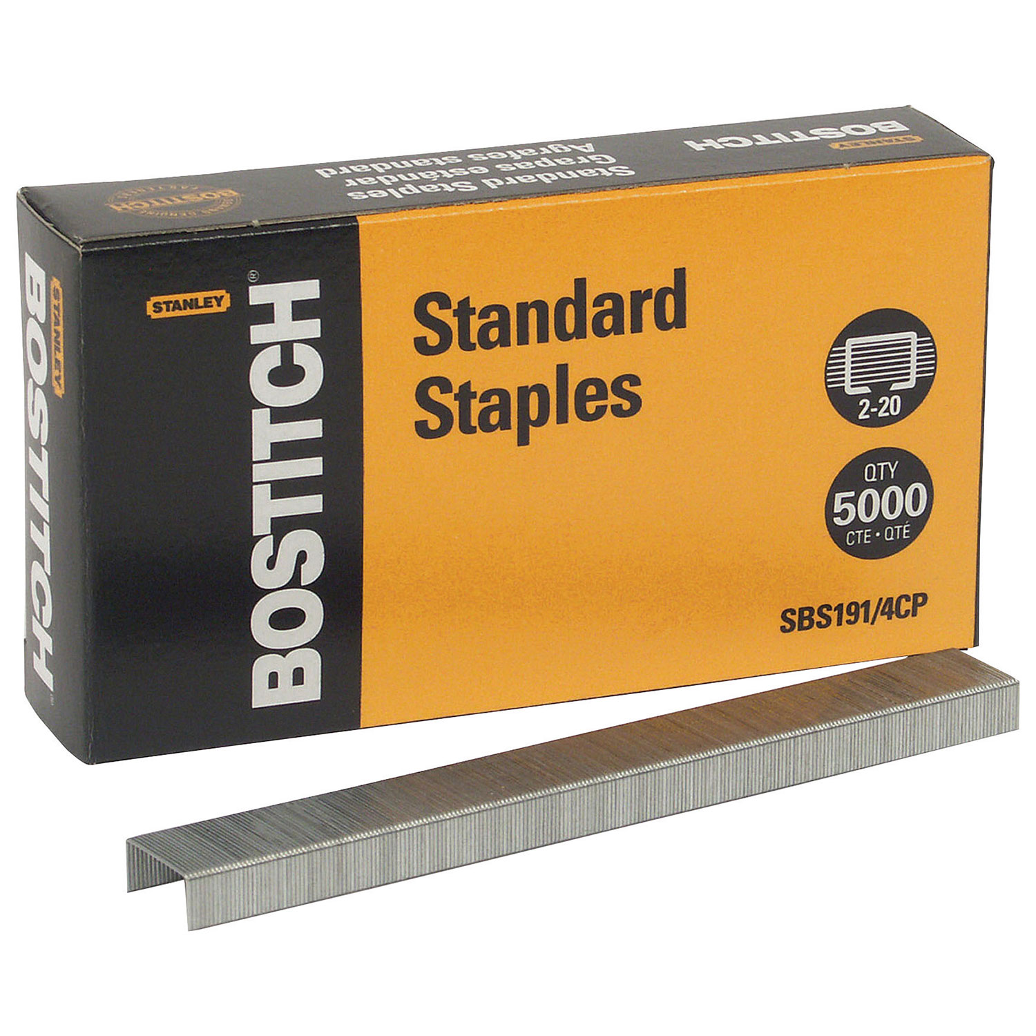 Agrafes standard à pointes biseautées de Stanley Bostitch - Paquet de 5 000