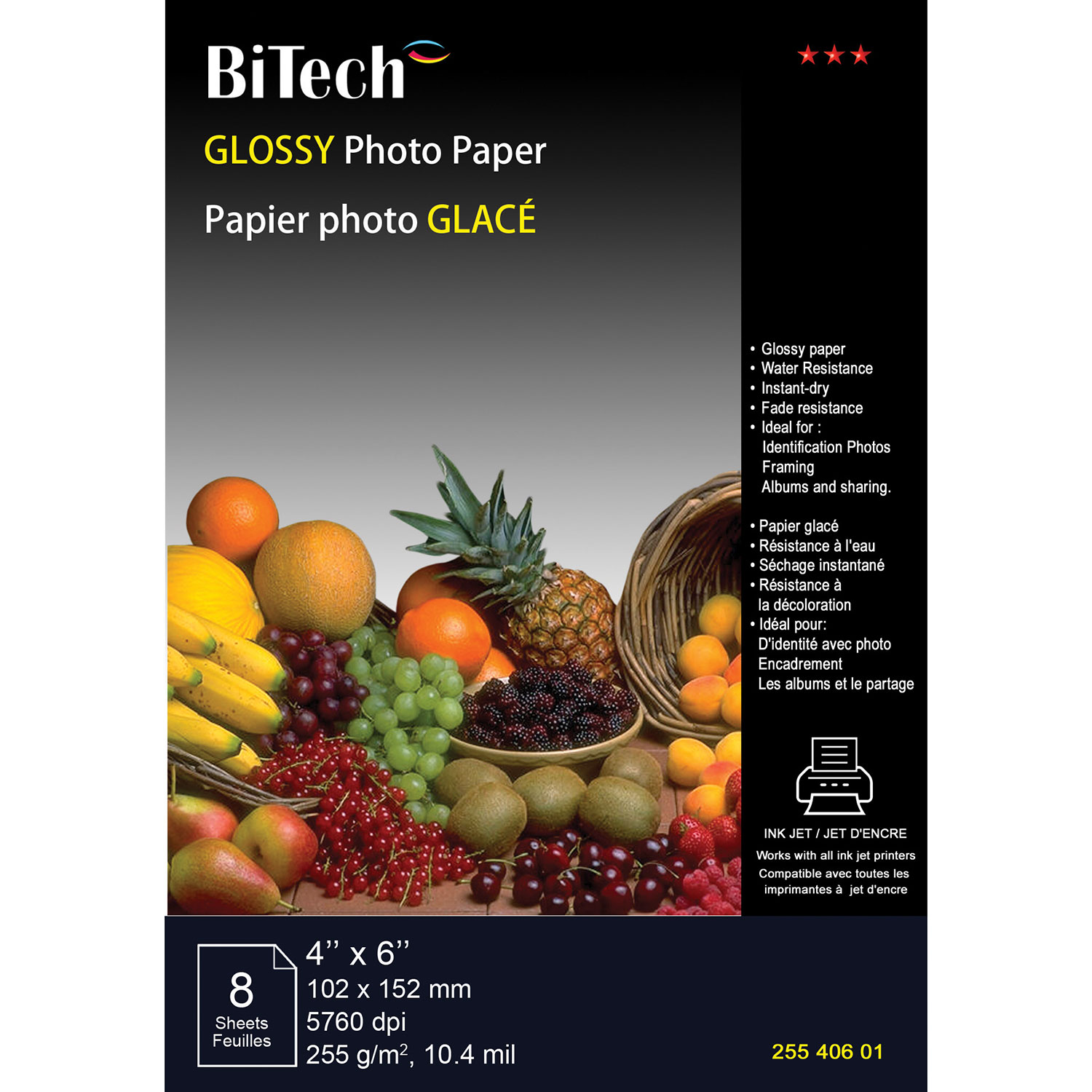BiTech 8-Sheet 4" x 6" Glossy Photo Paper