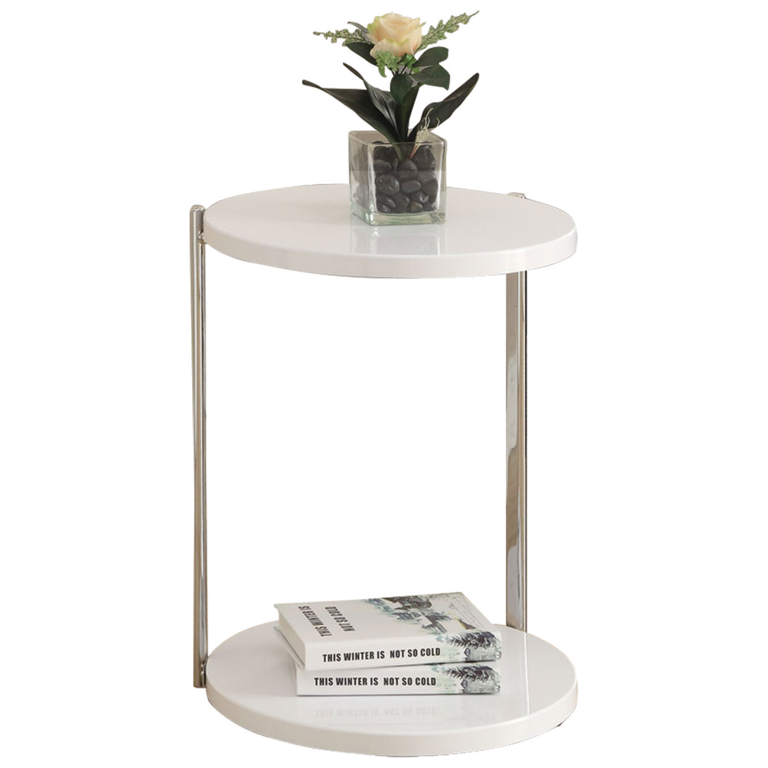 Table d'appoint ronde - Blanc/Chromé