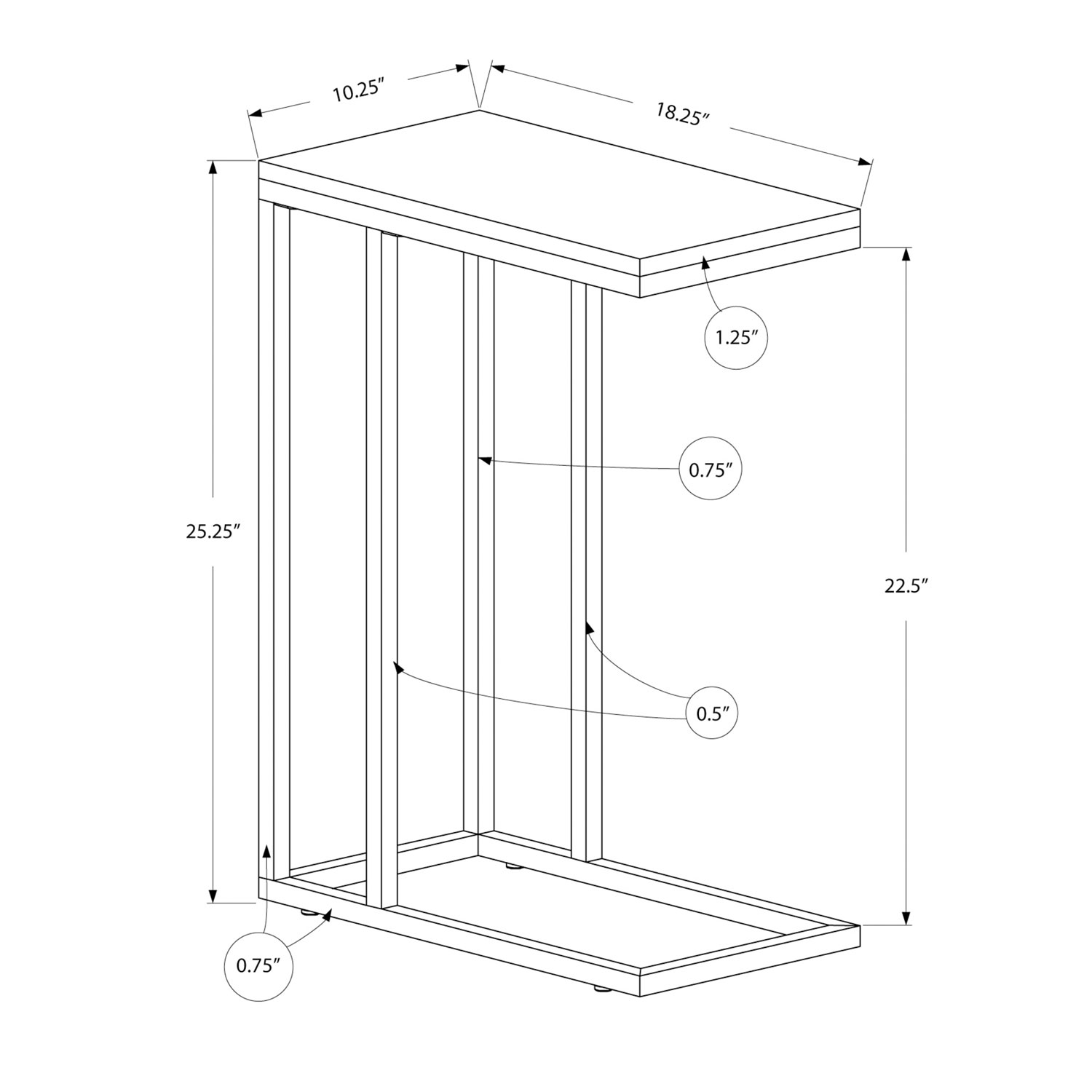 Rectangular Accent Table - Dark Taupe