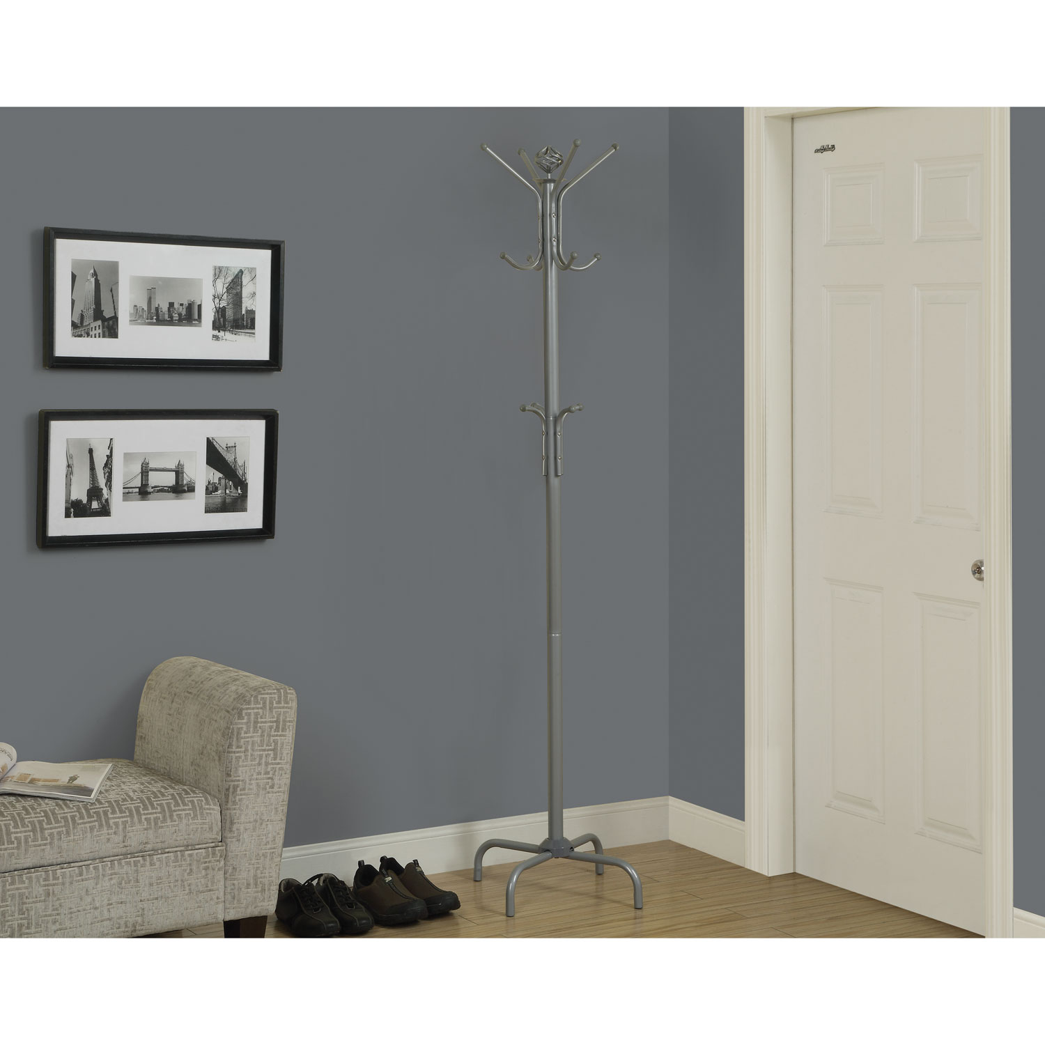 Monarch Metal Coat Rack - Silver
