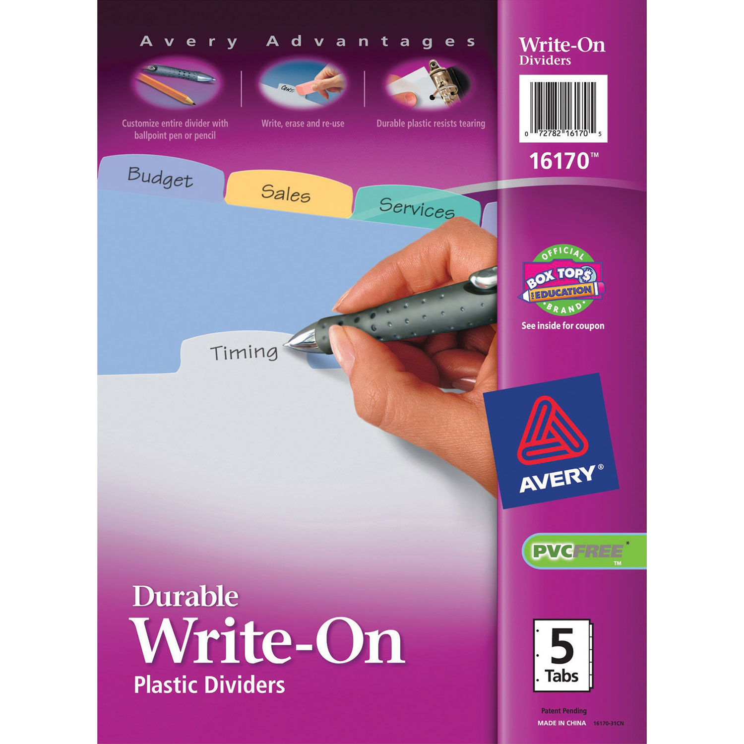 Avery Durable Translucent Write-On Divider - Assorted Colors