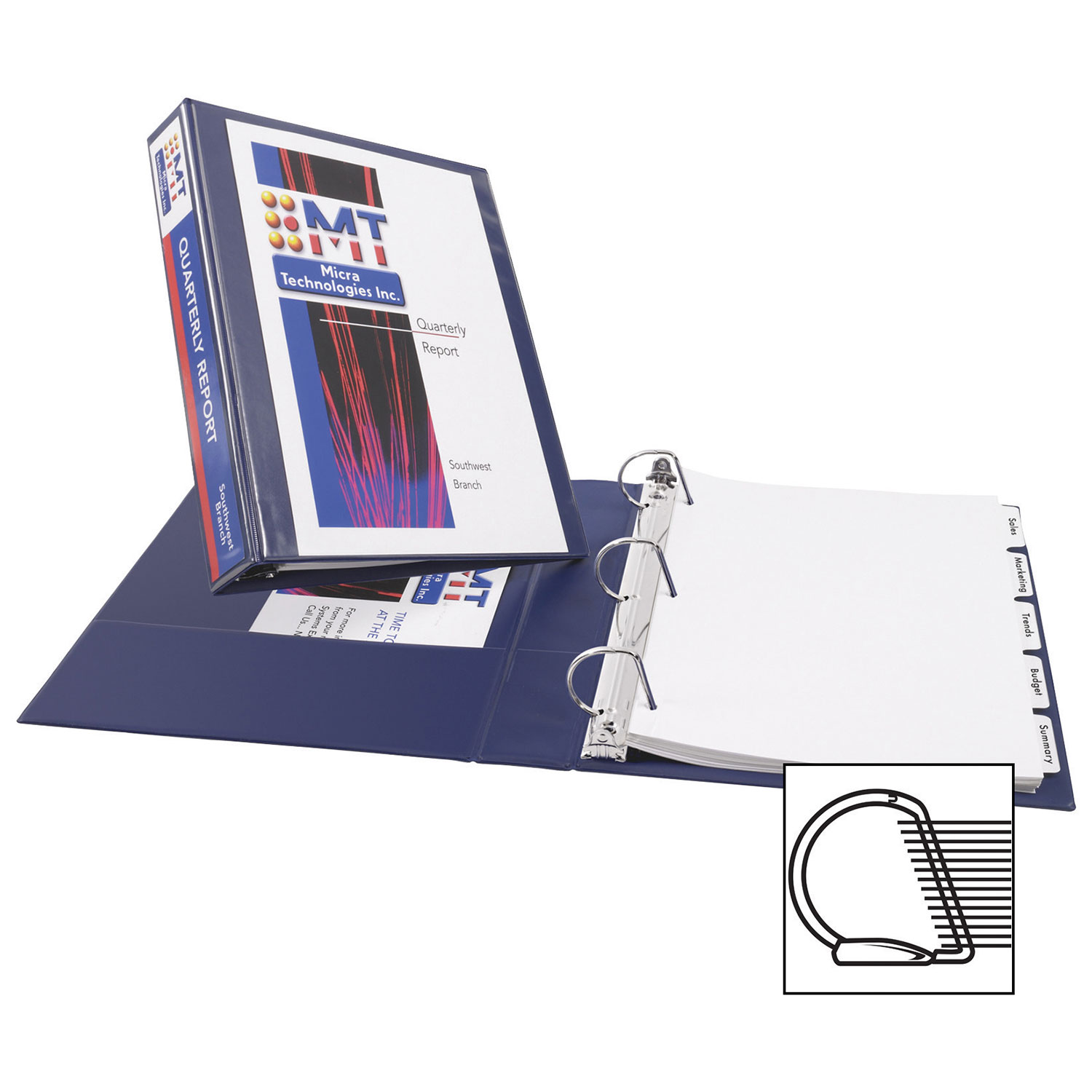 Reliure de présentation durable à anneaux de 3 po d'Avery - Bleu