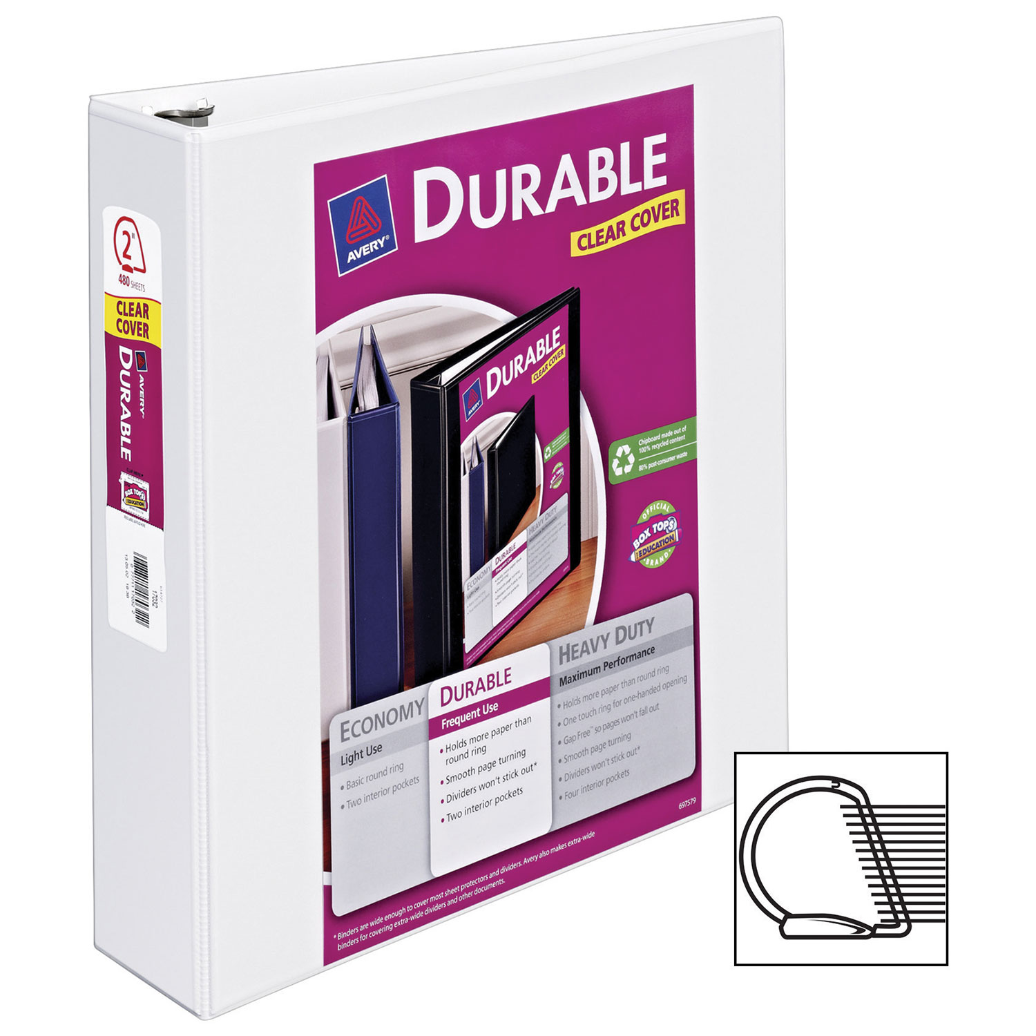 Avery 2" Durable Slant D-Ring View Binder - White
