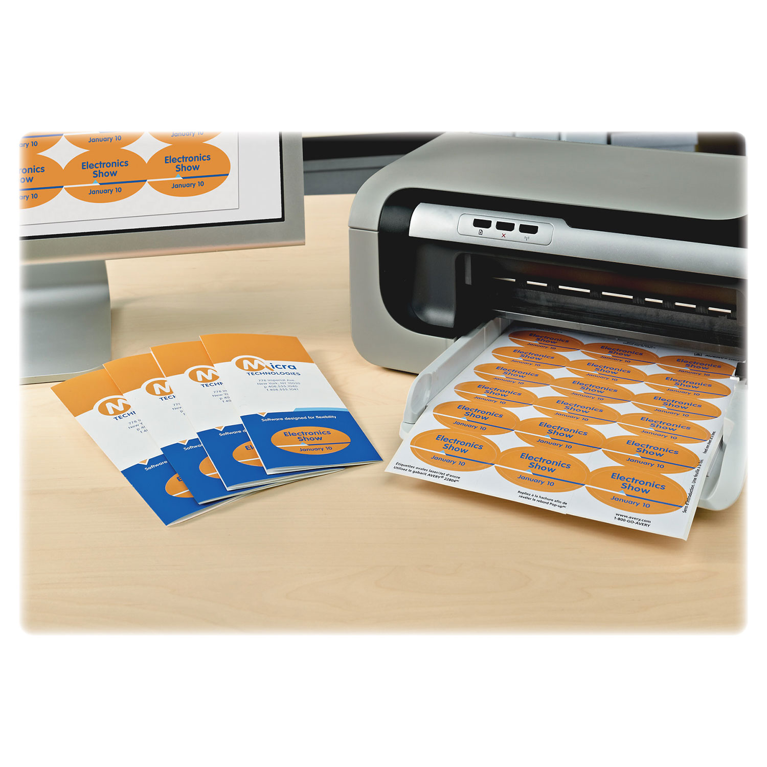 Étiquettes imprimables jusqu'aux bordures 1,5 x 1,5 po Easy Peel d'Avery - 180 - Blanc