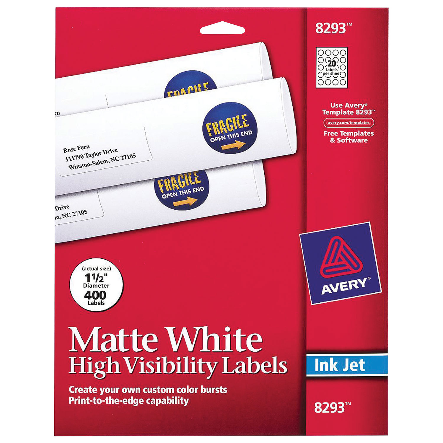 Avery Round Inkjet Labels - 400 Pack - White