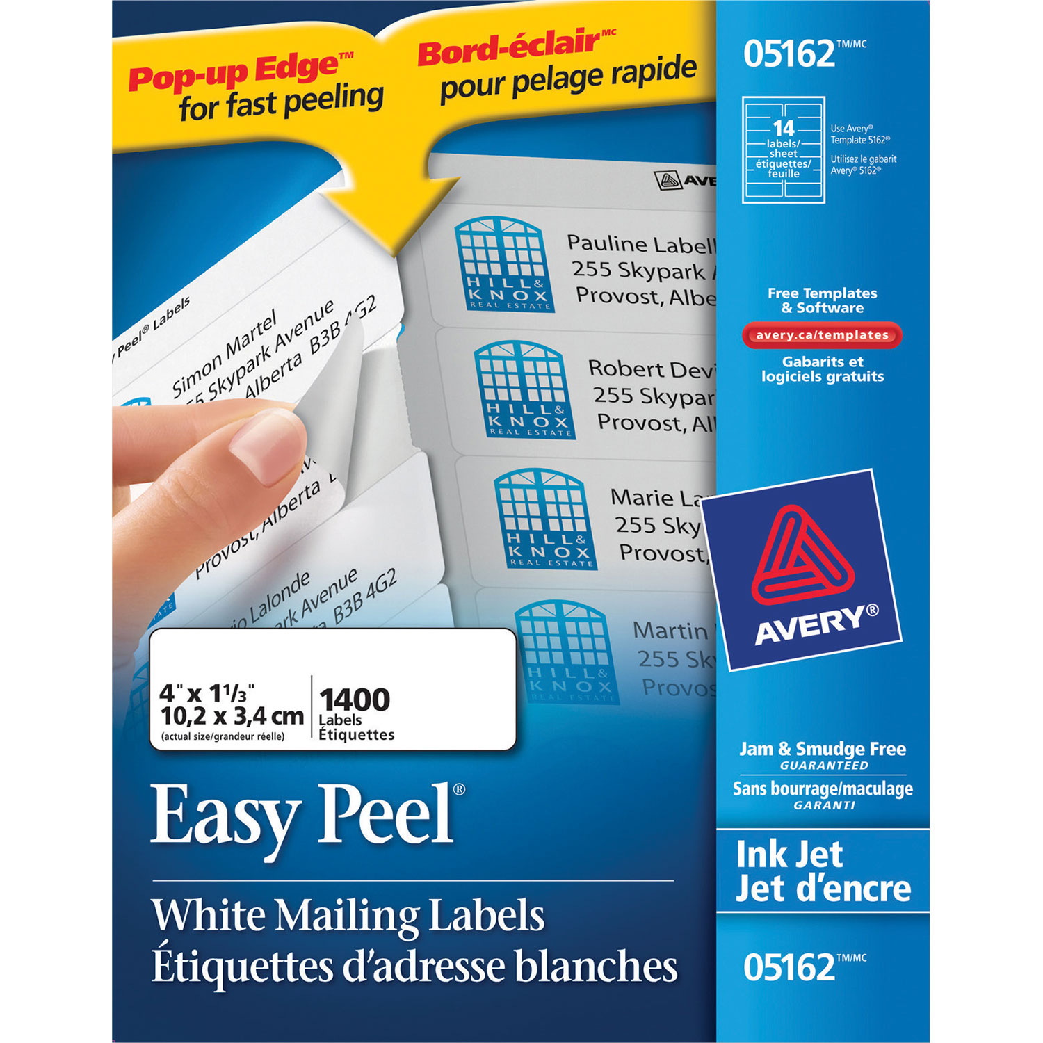 Avery 1- 1/3" x 4" Easy Peel Mailing Labels - 1400 Pack