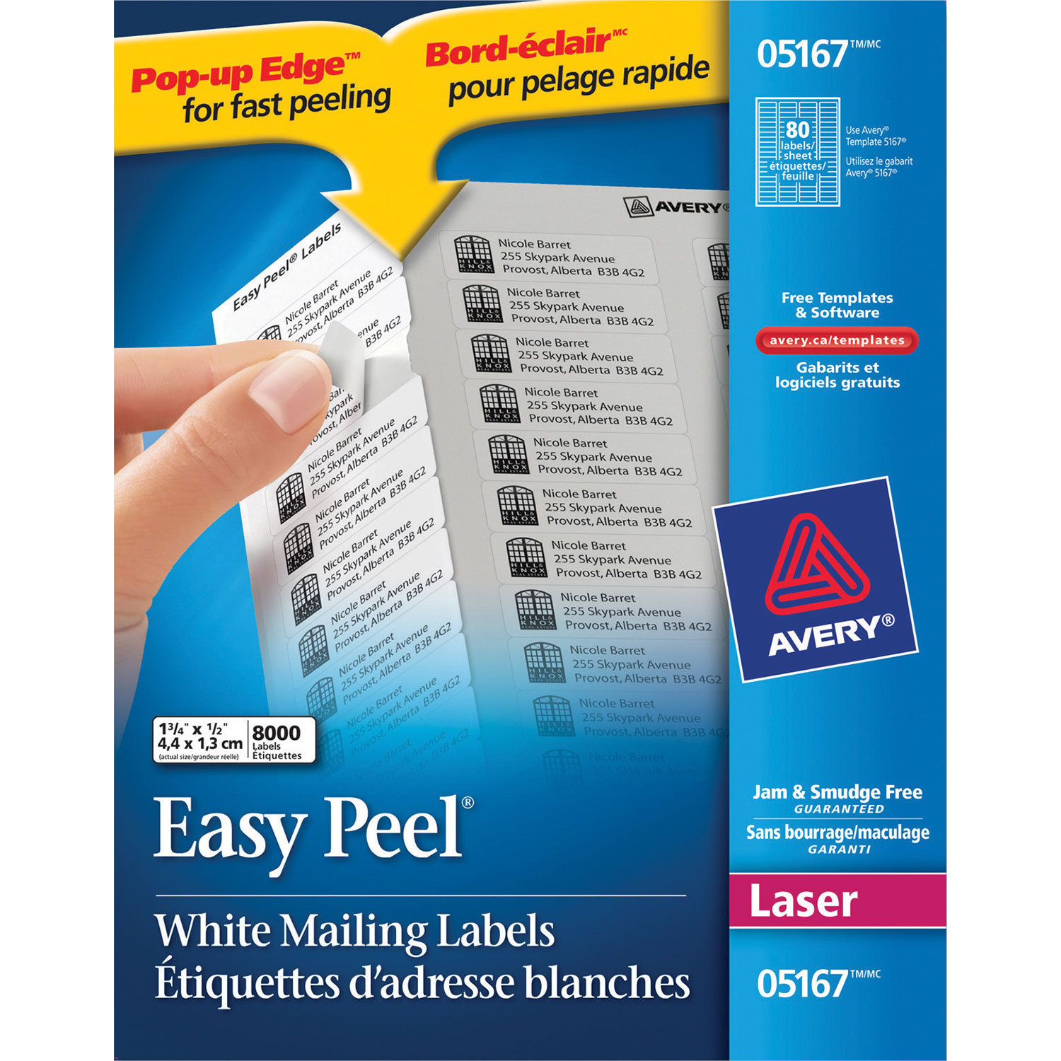 Étiquettes d'adresse Easy Peel 1/2 x 1 3/4 po d'Avery - Paquet de 8000