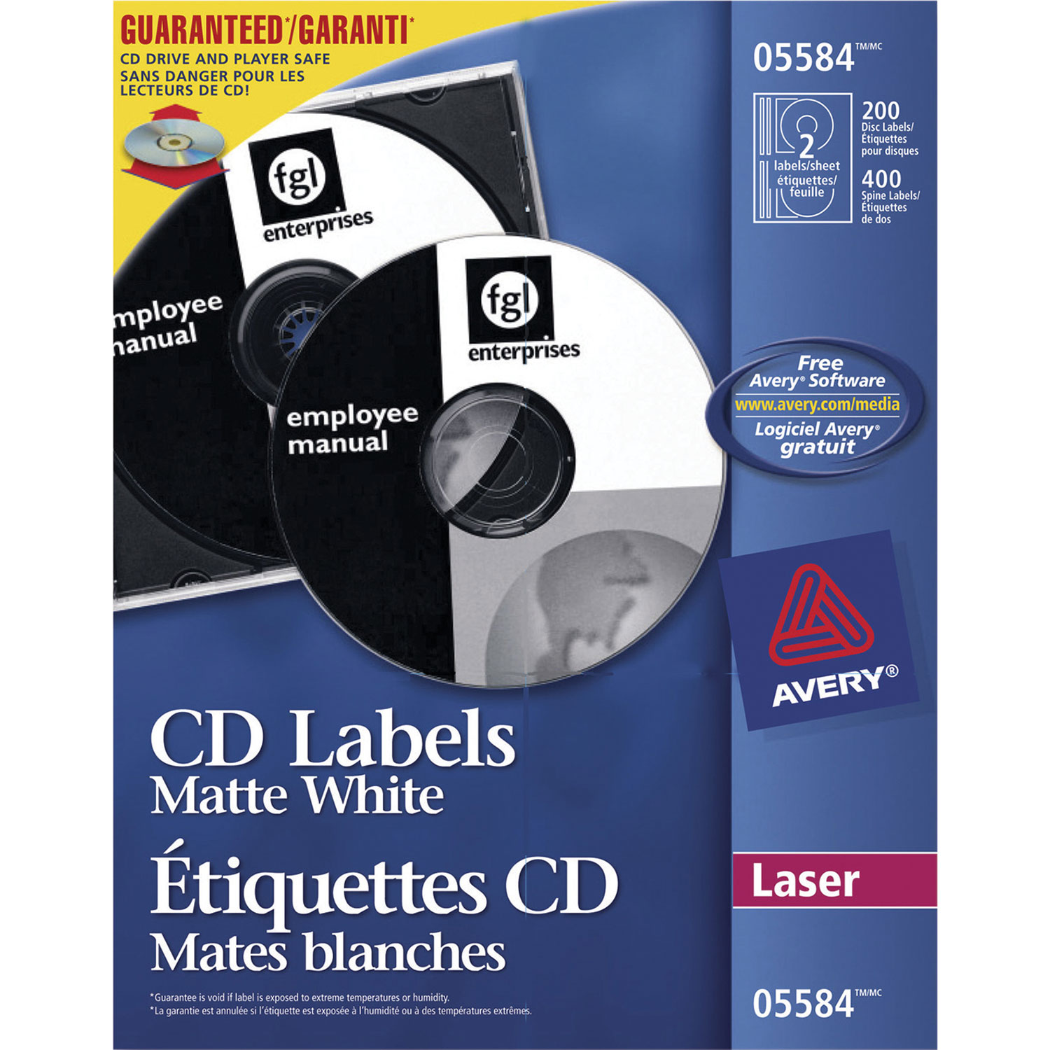 Étiquettes pour CD d'Avery - Paquet de 200