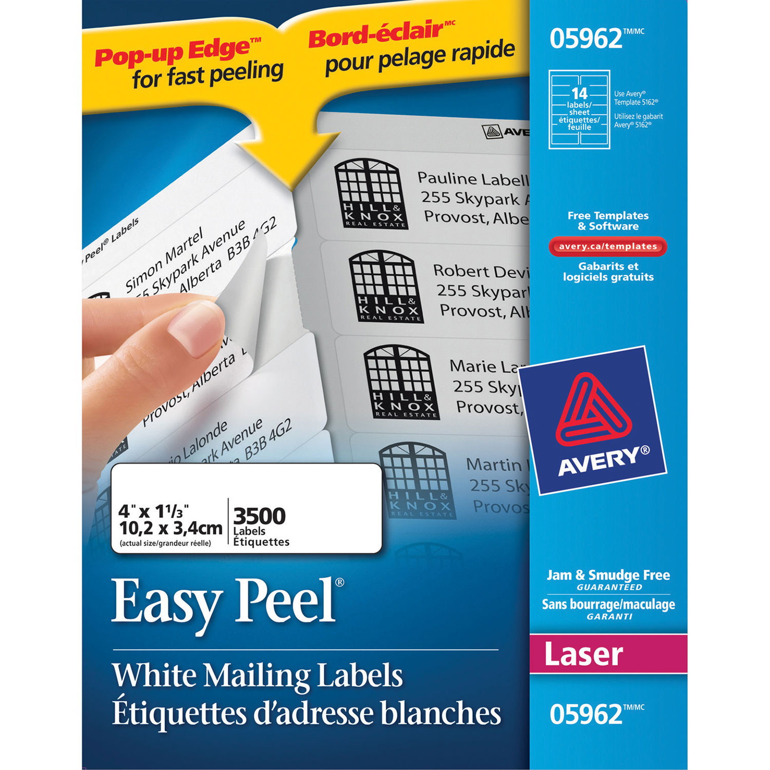 Avery 1" x 4" Easy Peel Mailing Labels - 3500 Pack