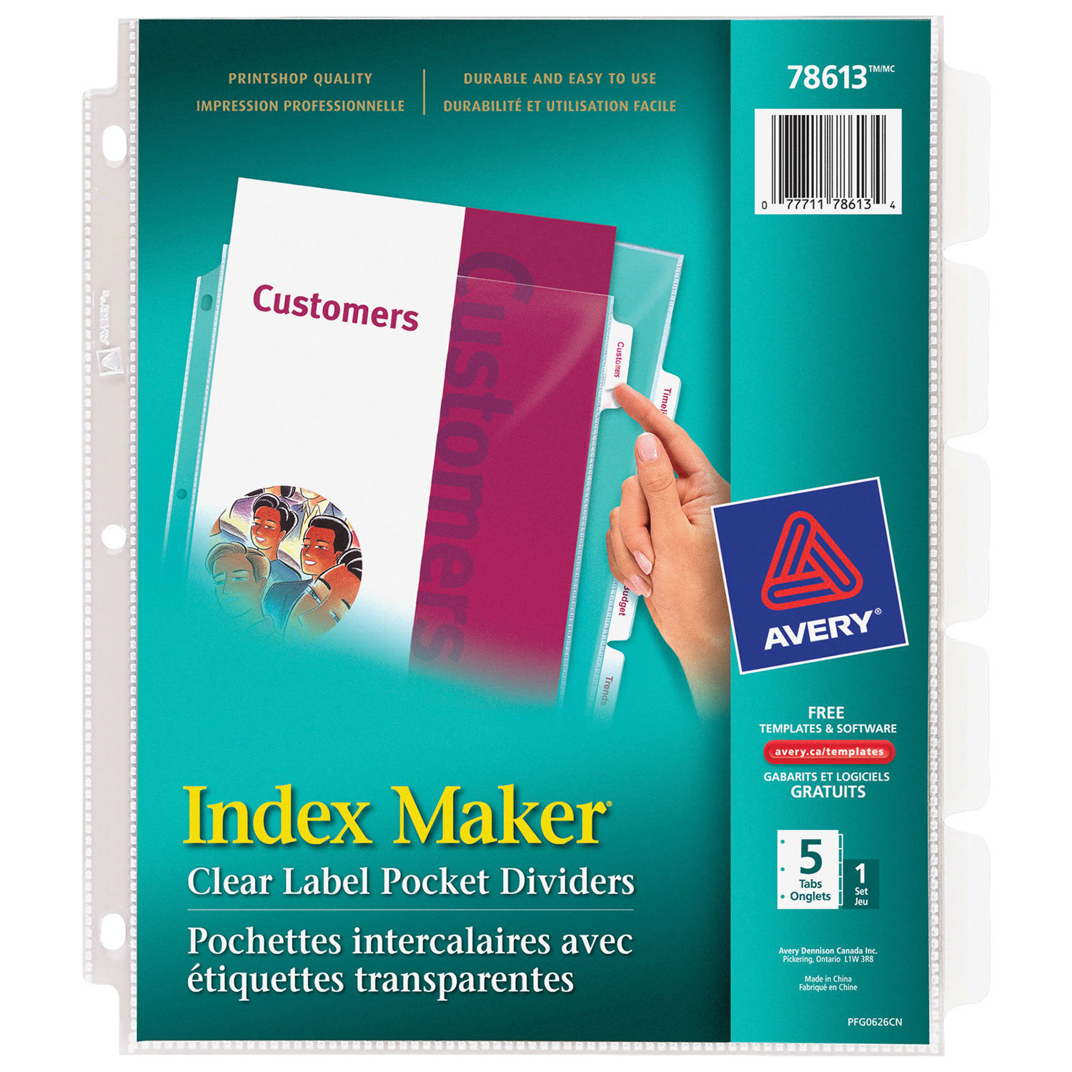 Intercalaire d'index d'Avery - 5 onglets