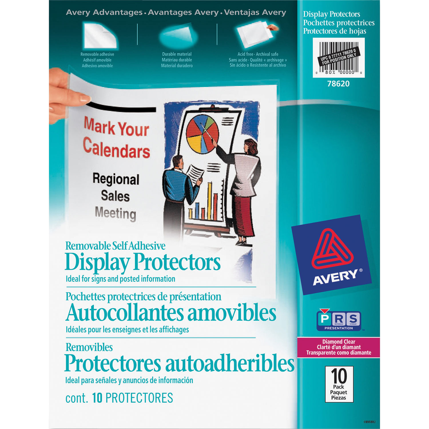 Pochettes protectrices de présentation autocollantes amovibles d'Avery - Paquet de 10