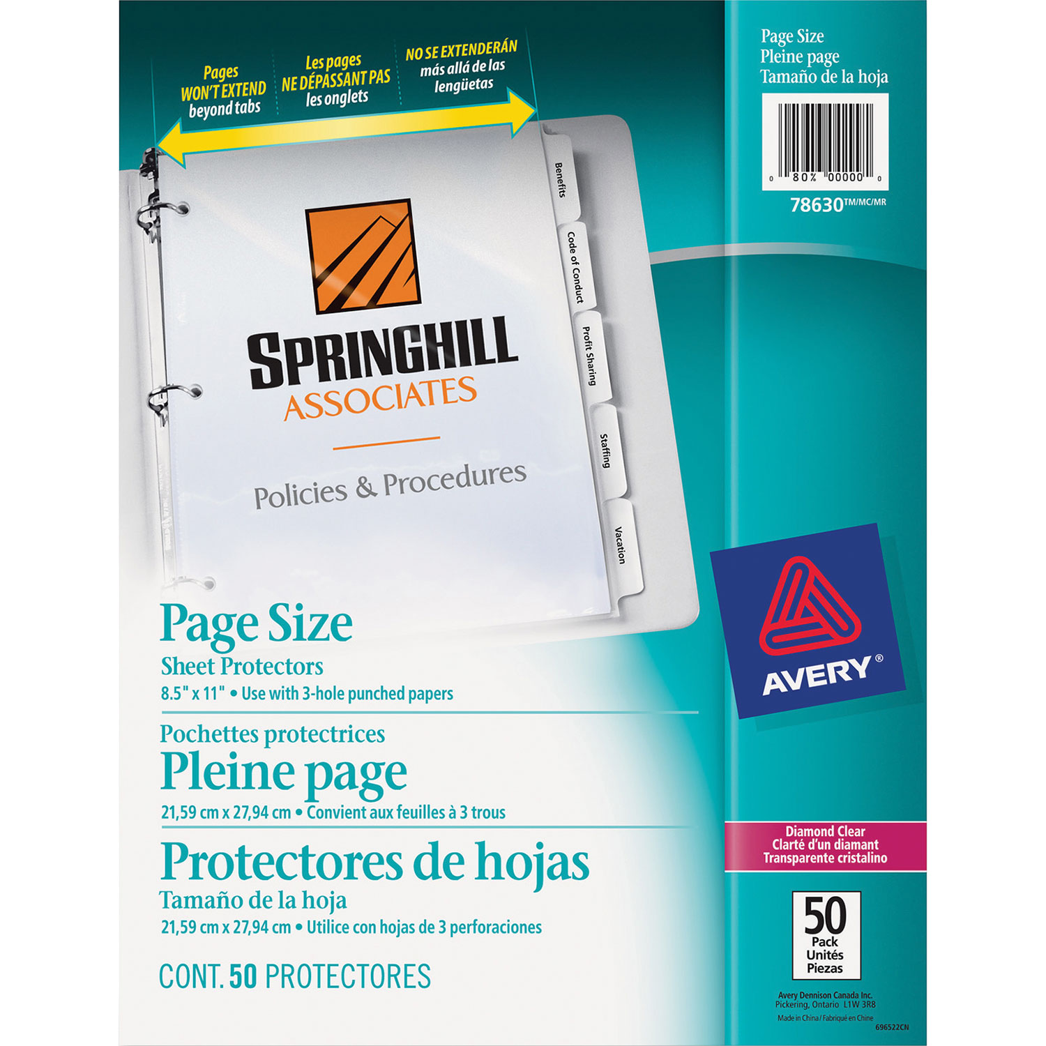 Protège-documents au format lettre d'Avery - Paquet de 50