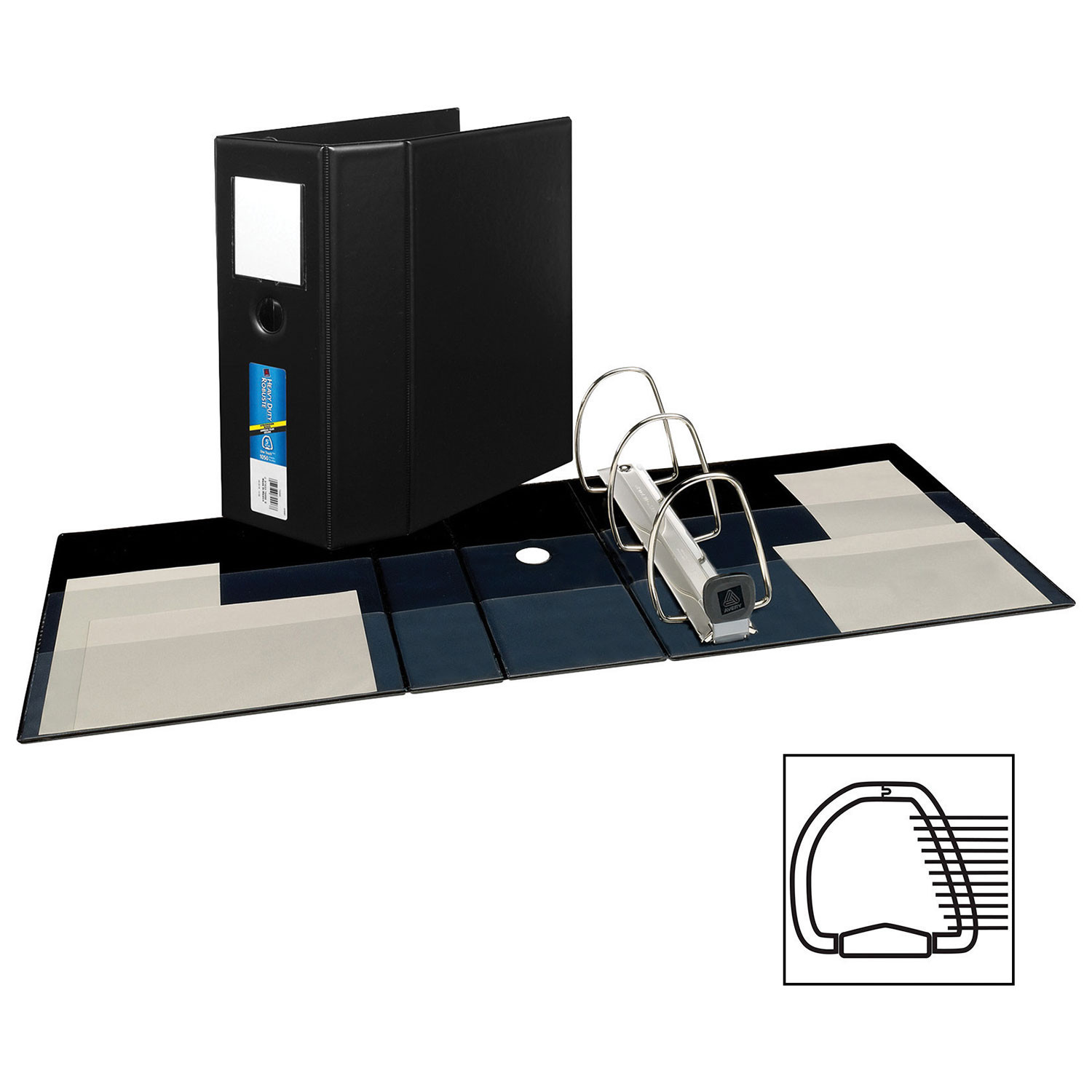 Reliure à anneaux en D de 5 po d'Avery - Noir