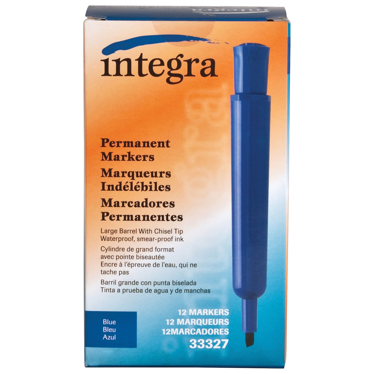 Integra Chisel Point Permanent Marker - 12 Pack - Blue