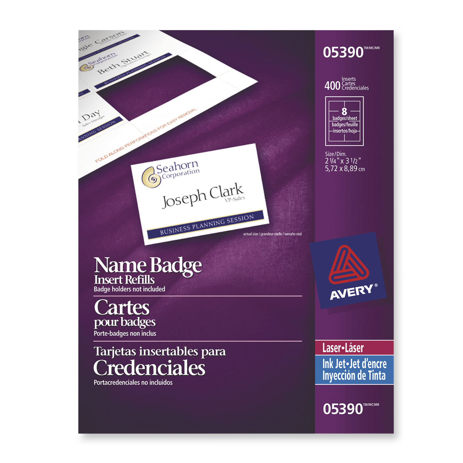 Cartes pour porte-noms d'Avery - Paquet de 400 - Blanc